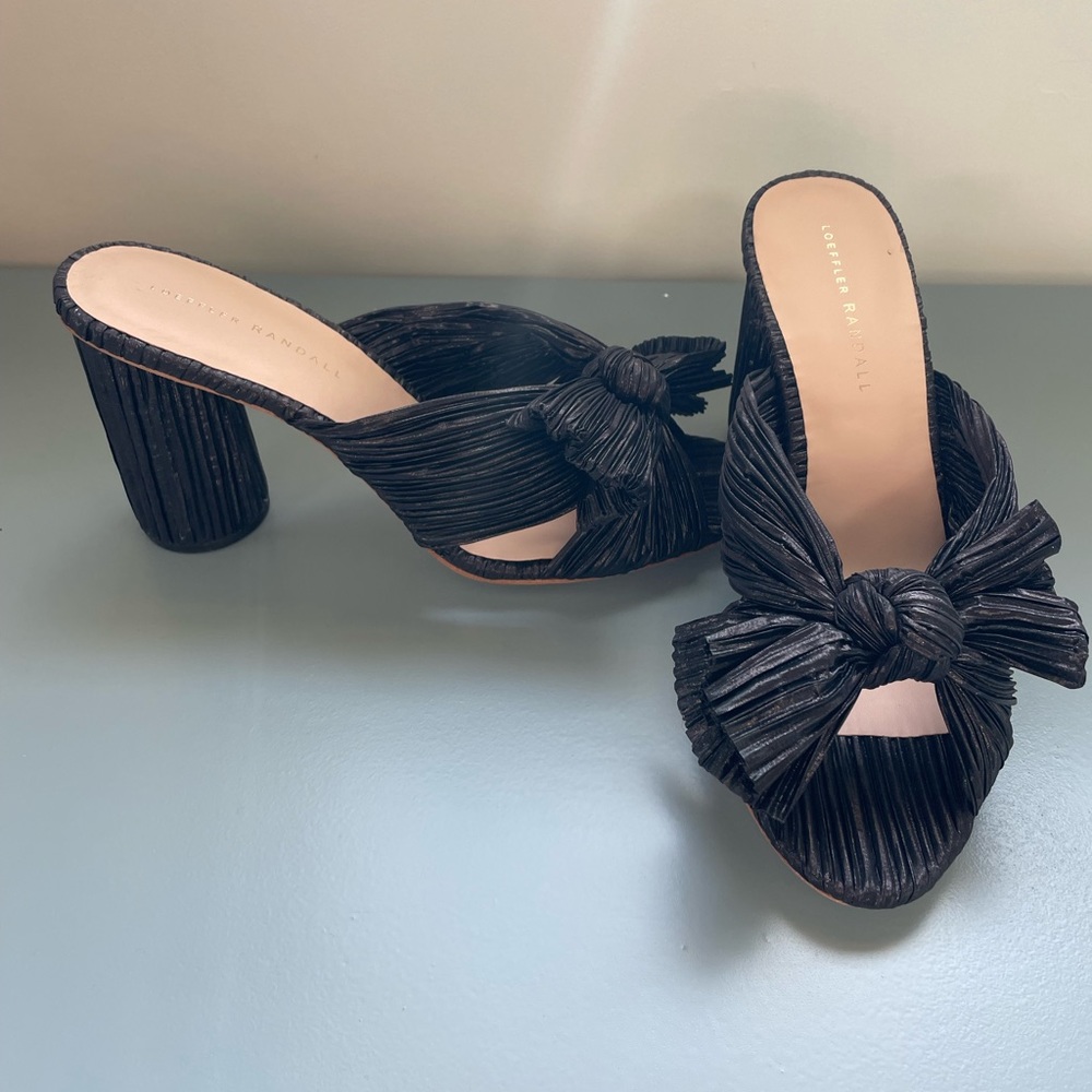 Loeffler Randall Penny Pleated Bow Heel BLACK
